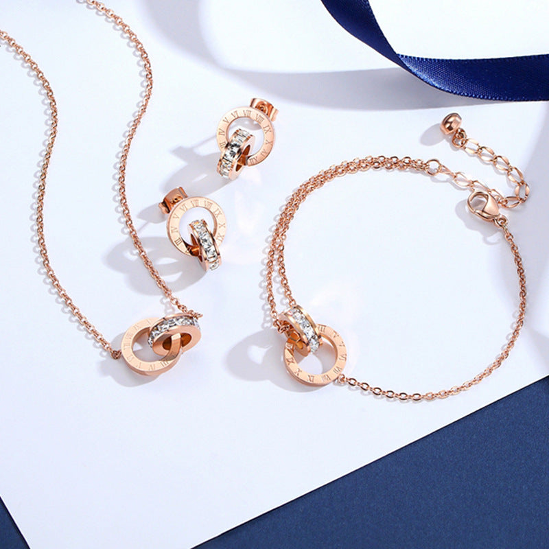 Diamond Inlaid Zircon Titanium Steel Bracelet – ShreeBliss