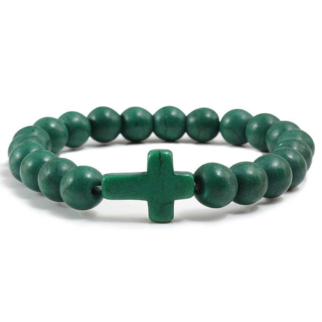 Blue Turquoise Cross Bracelet - ShreeBliss
