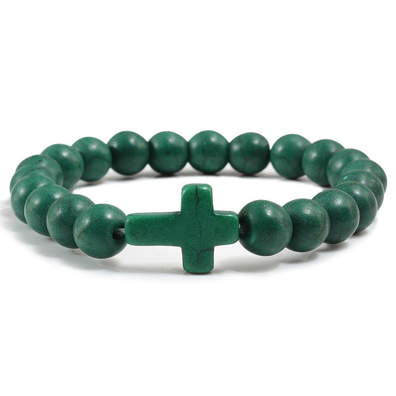 Blue Turquoise Cross Bracelet - ShreeBliss