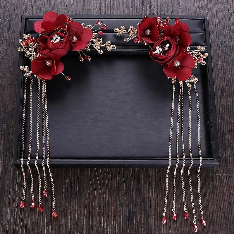 Bridal Red Flower Chinese Hairpin – ShreeBliss