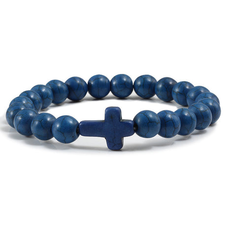 Blue Turquoise Cross Bracelet - ShreeBliss