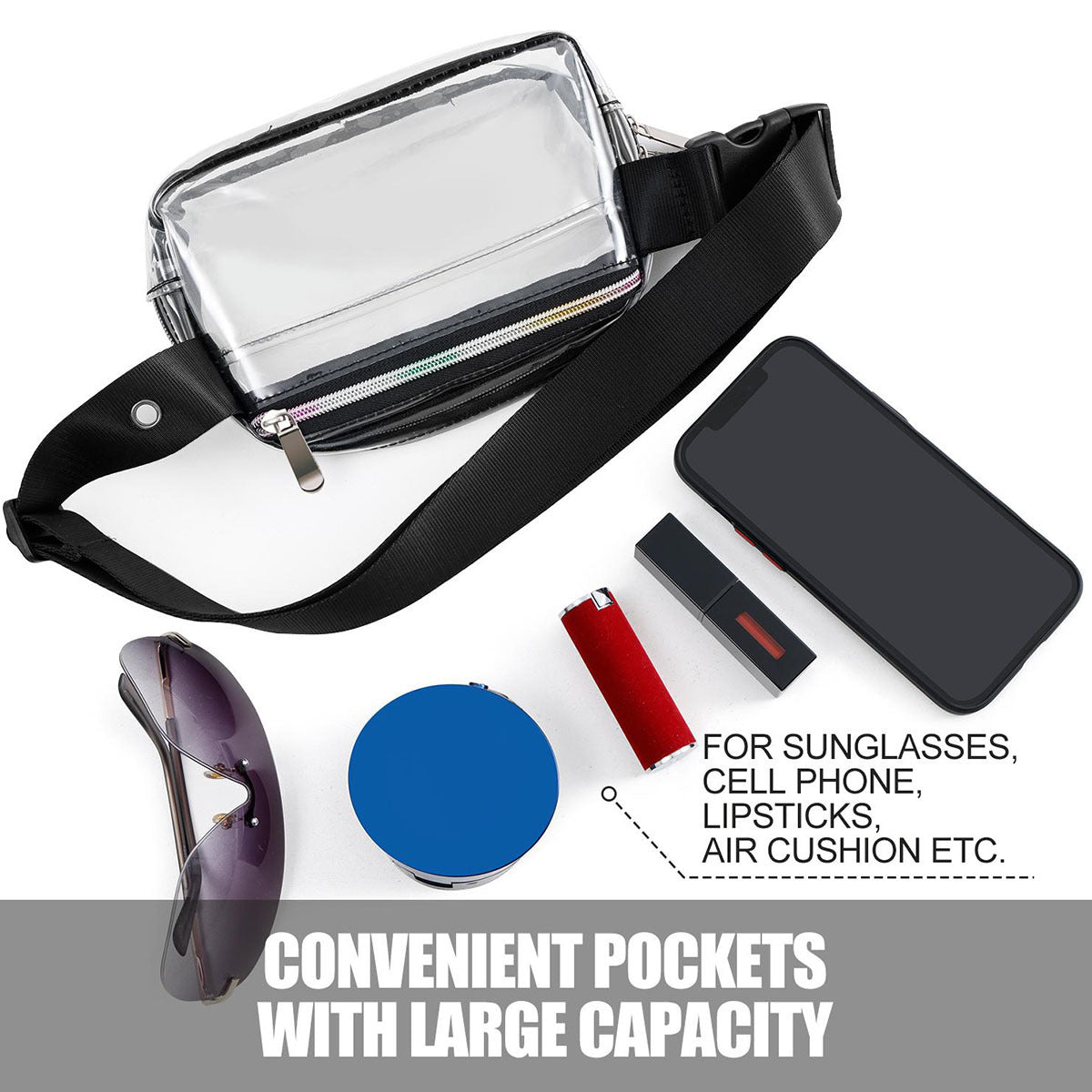 Clear Fanny Pack for Men & Women - Waterproof Stadium Approved Belt Bag with Adjustable Strap - ShreeBliss