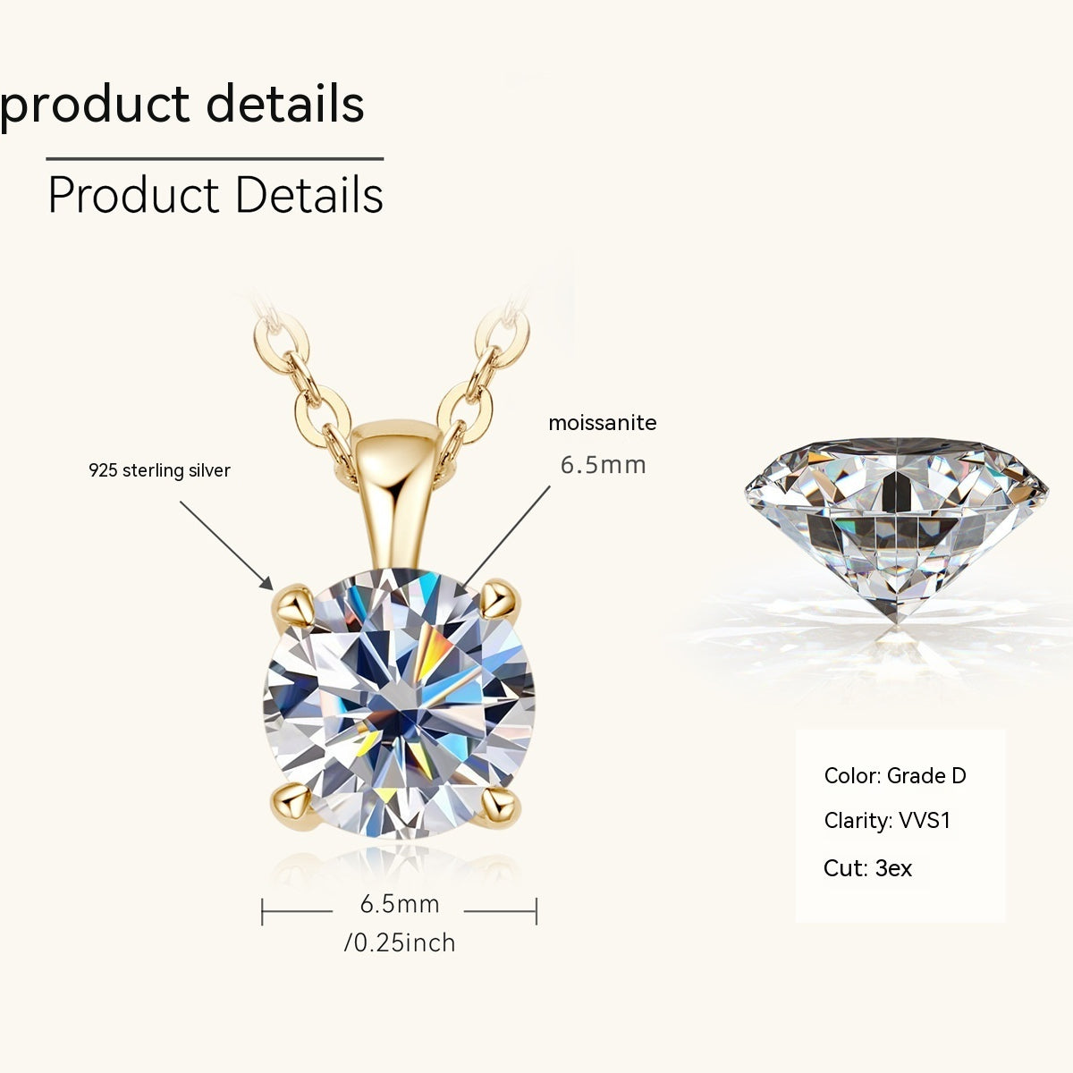 Classic Four-Claw Diamond Pendant Necklace – ShreeBliss