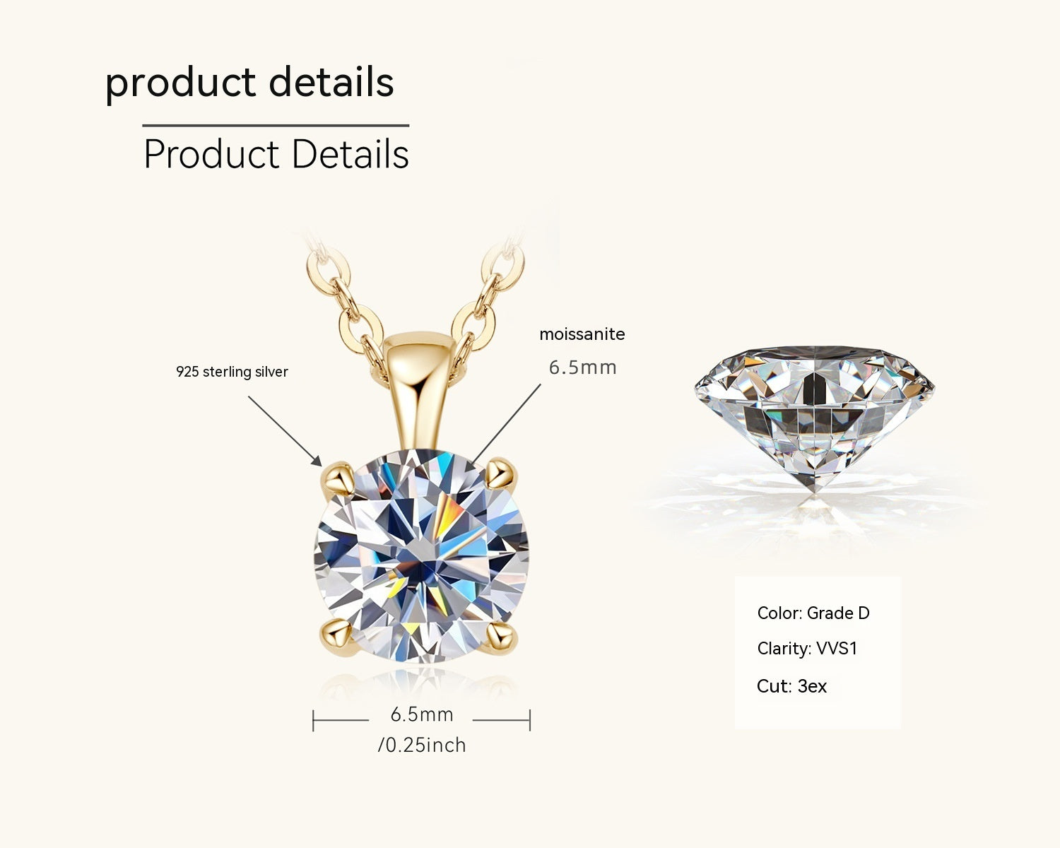 Classic Four-Claw Diamond Pendant Necklace – ShreeBliss