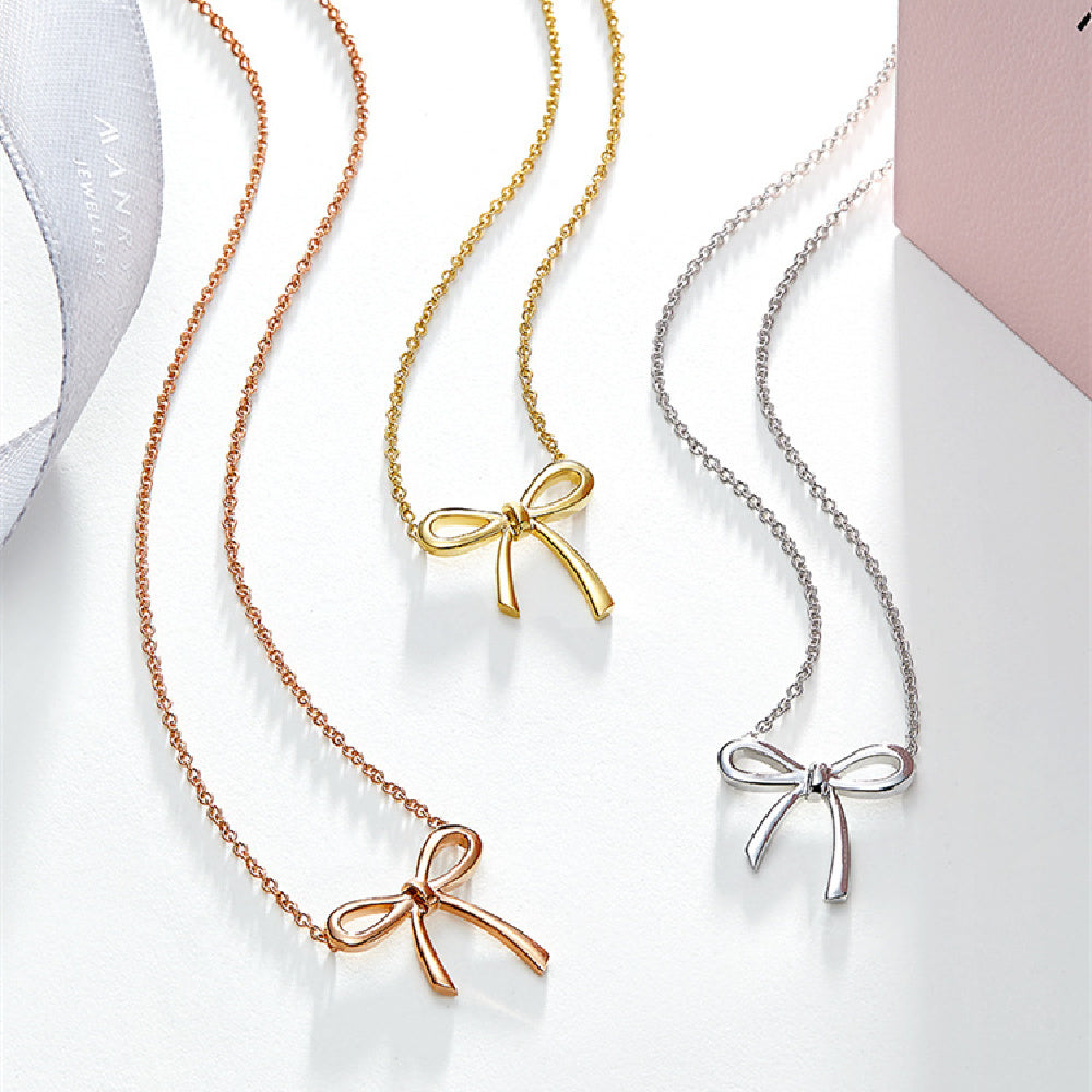 Gold Bow Pendant Clavicle Chain – ShreeBliss
