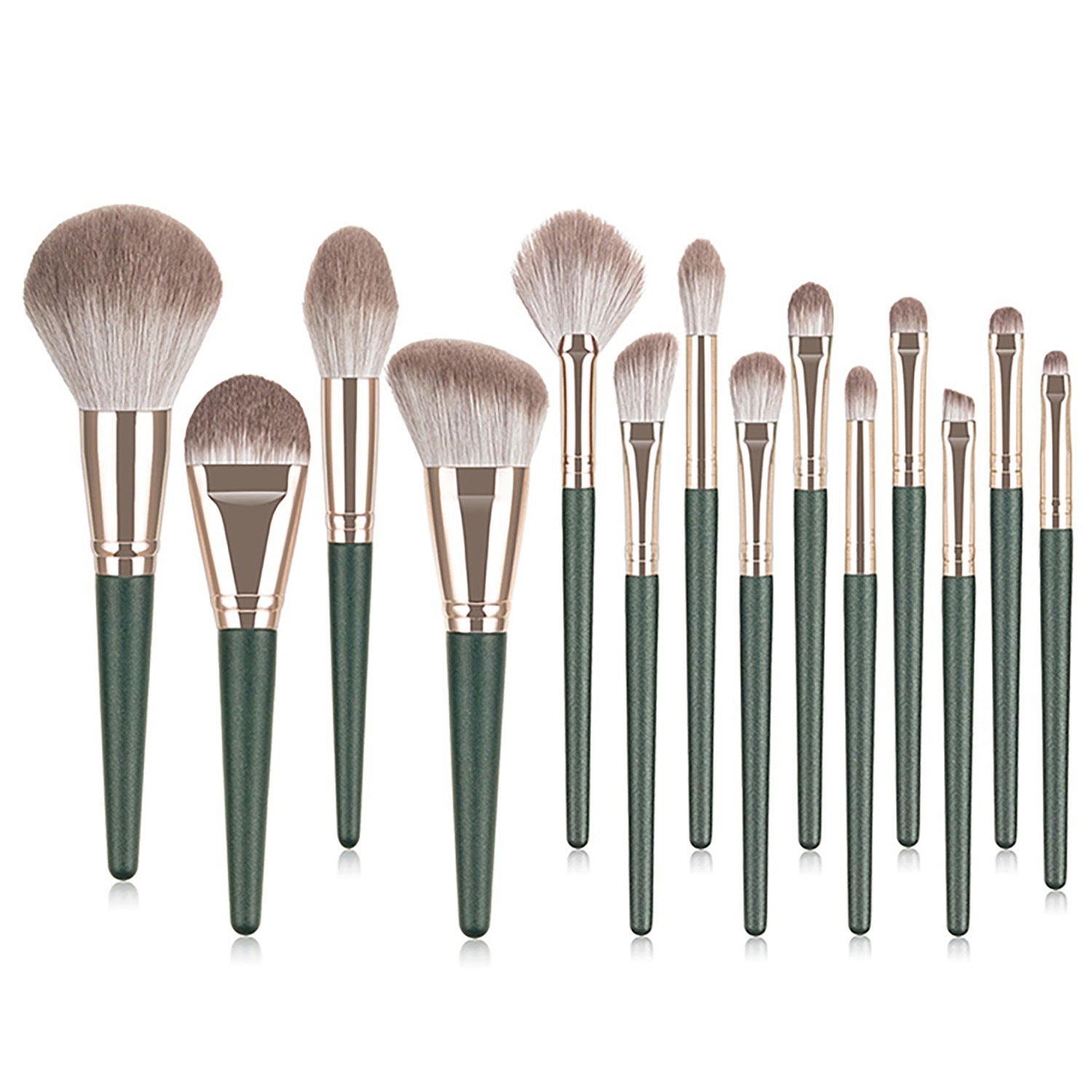 Green Cloud 14-Piece Makeup Brush Set - ShreeBliss