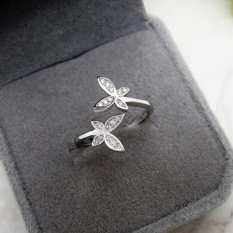 Sterling Silver Adjustable Butterfly Ring – ShreeBliss