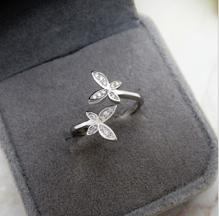 Sterling Silver Adjustable Butterfly Ring – ShreeBliss