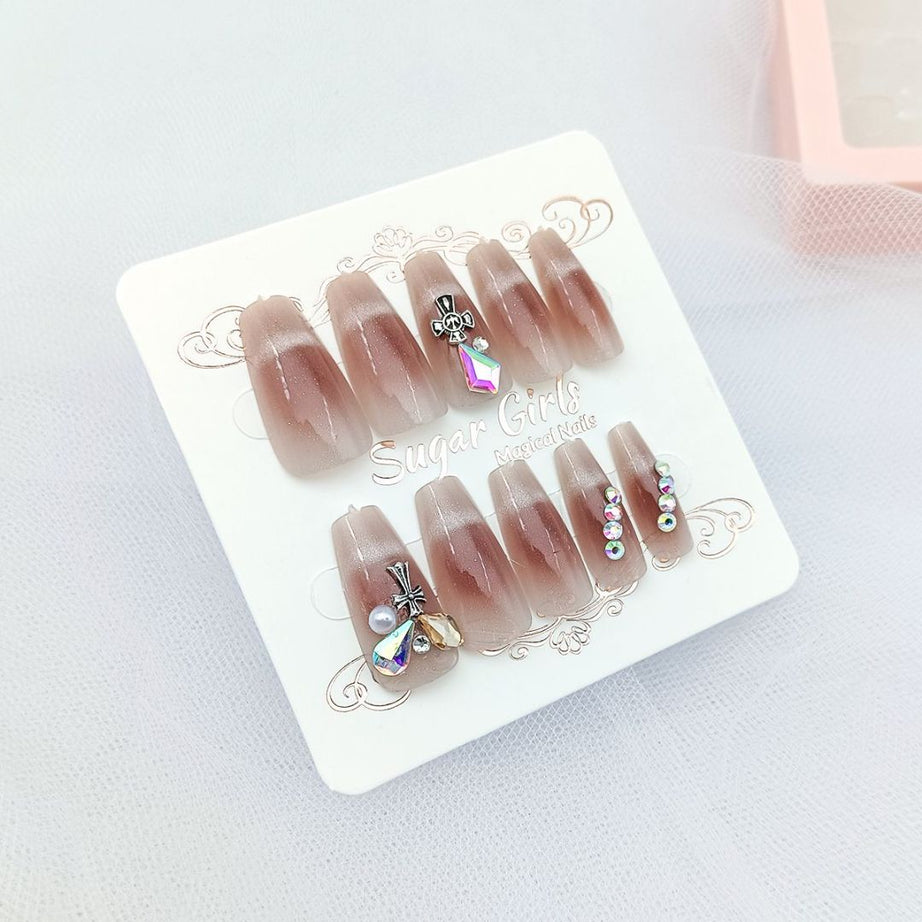 Light Dark Red Cross Armor Nail Art - ShreeBliss