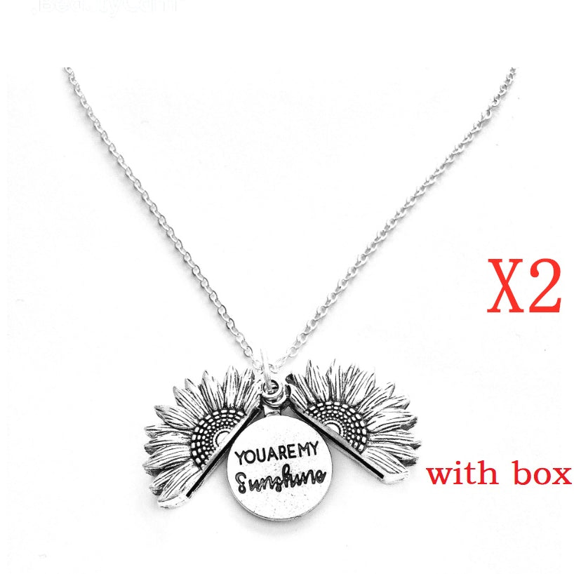Sunflower Double Lettering Necklace - ShreeBliss