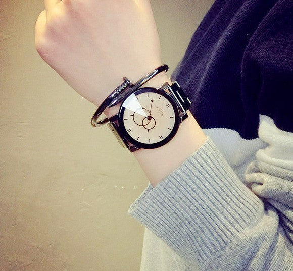 Turntable Gun Black Quartz Couple Watch - ShreeBliss