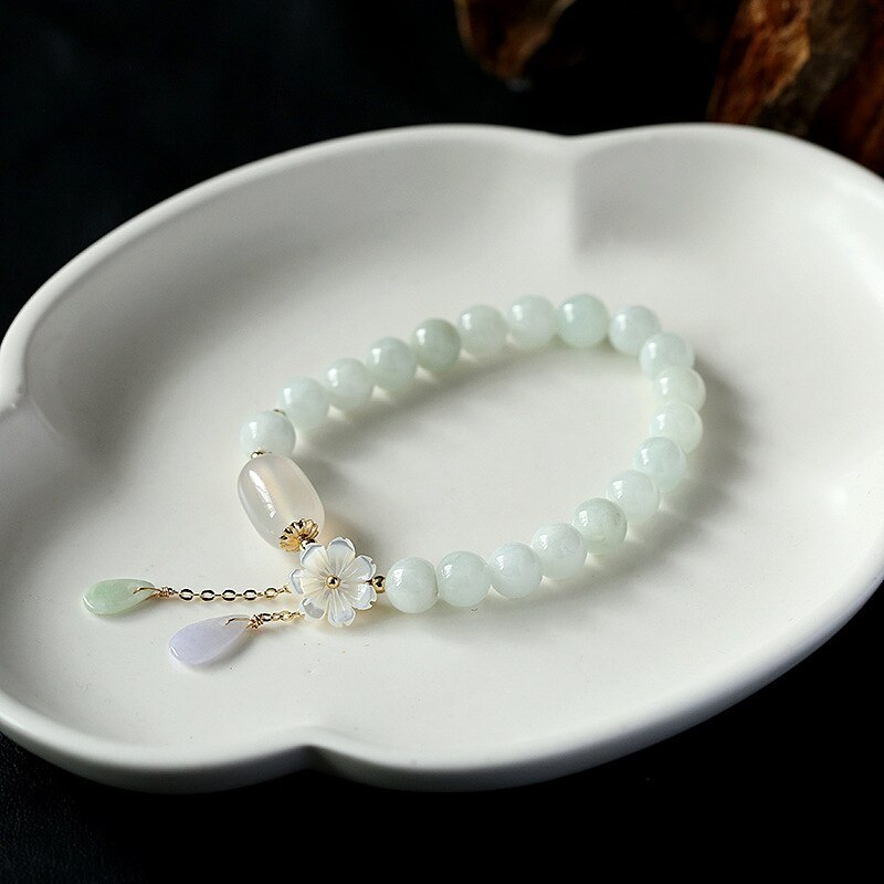 Shell Flower Jade Water Drop Bracelet – ShreeBliss