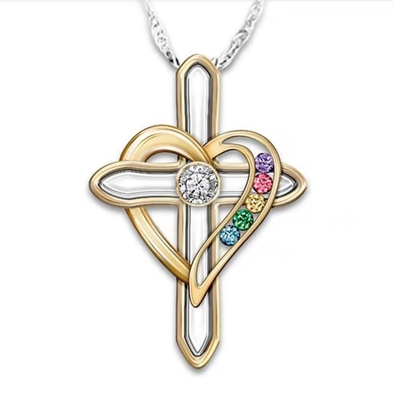 Colorful Cross Love Gemstone Pendant – ShreeBliss