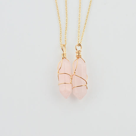 Geometric Hexagonal Column Quartz Necklace Pendant Natural Stone Bullet Crystal - ShreeBliss