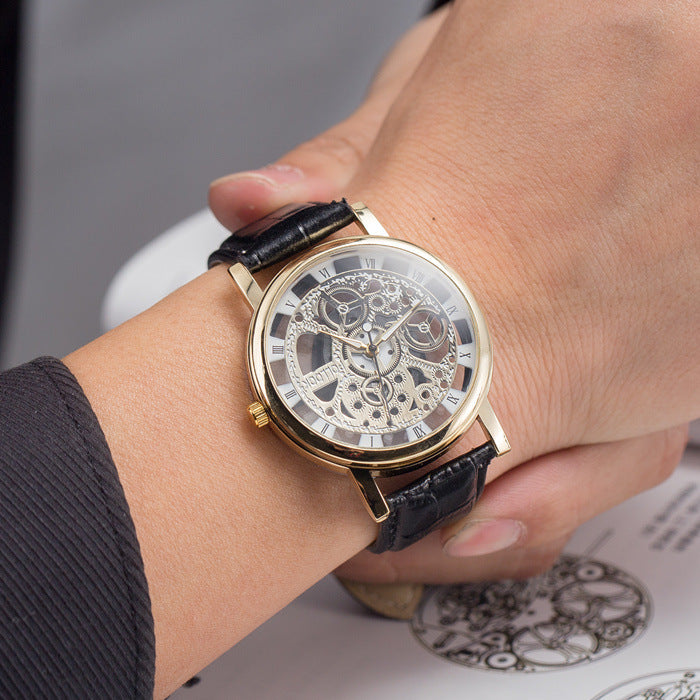 Energy-Saving Hollow Retro Rome Belt Couple Watch - ShreeBliss