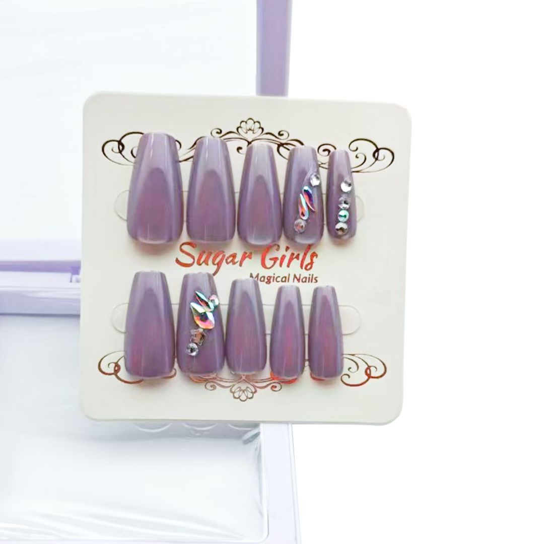 Brownish-Gray Diamond-set Nails - ShreeBliss