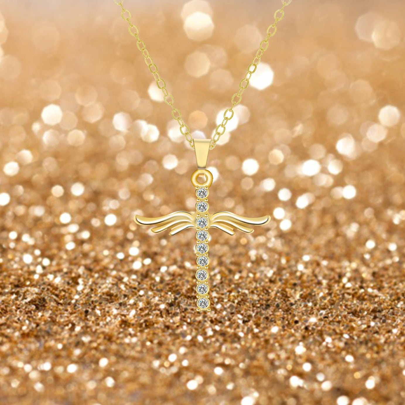 Angel Wings Cross Pendant Necklace – ShreeBliss