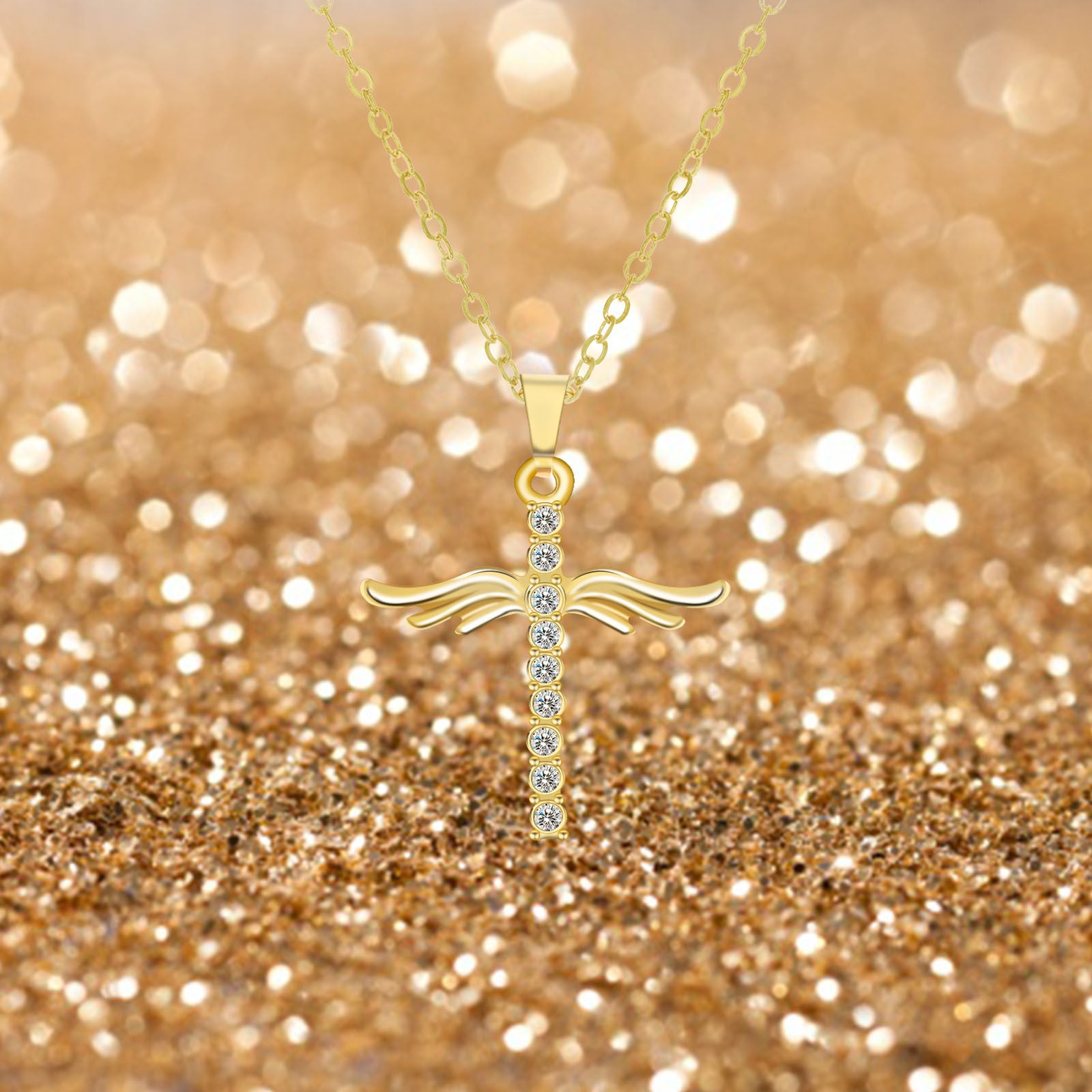 Angel Wings Cross Pendant Necklace – ShreeBliss