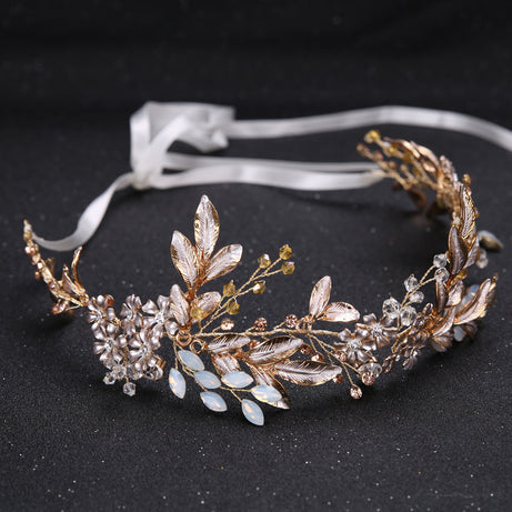 Handmade Gold Leaf Bridal Hairband – ShreeBliss