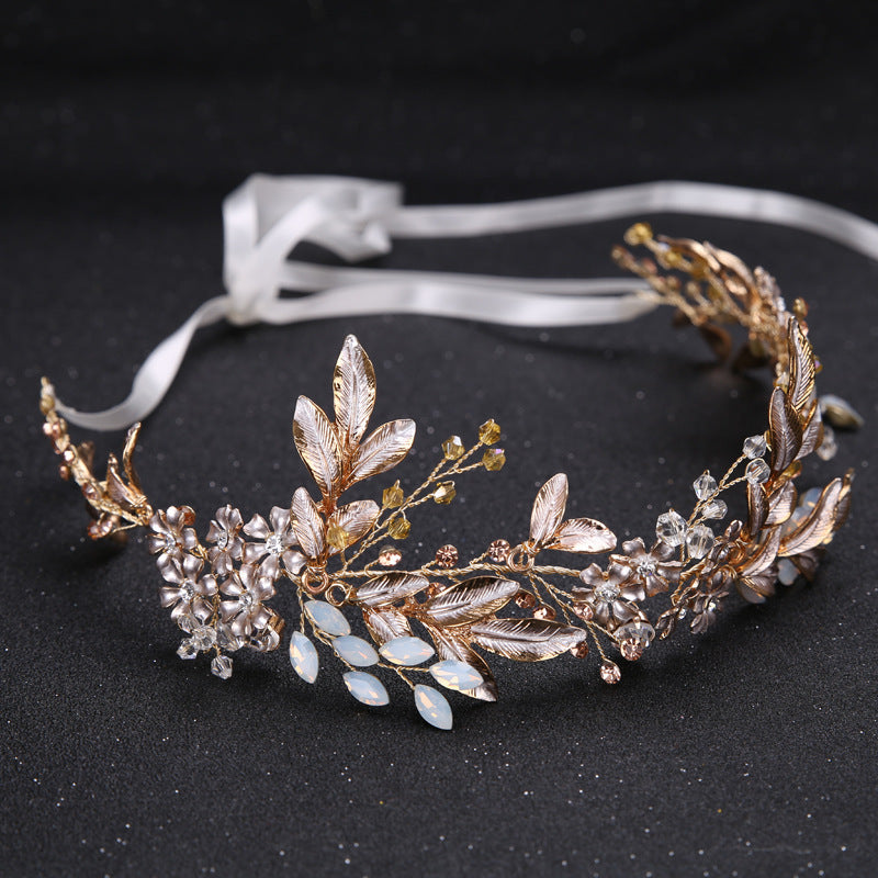 Handmade Gold Leaf Bridal Hairband – ShreeBliss