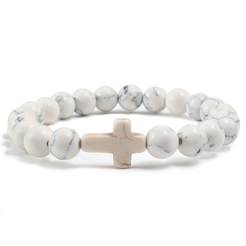 Blue Turquoise Cross Bracelet - ShreeBliss