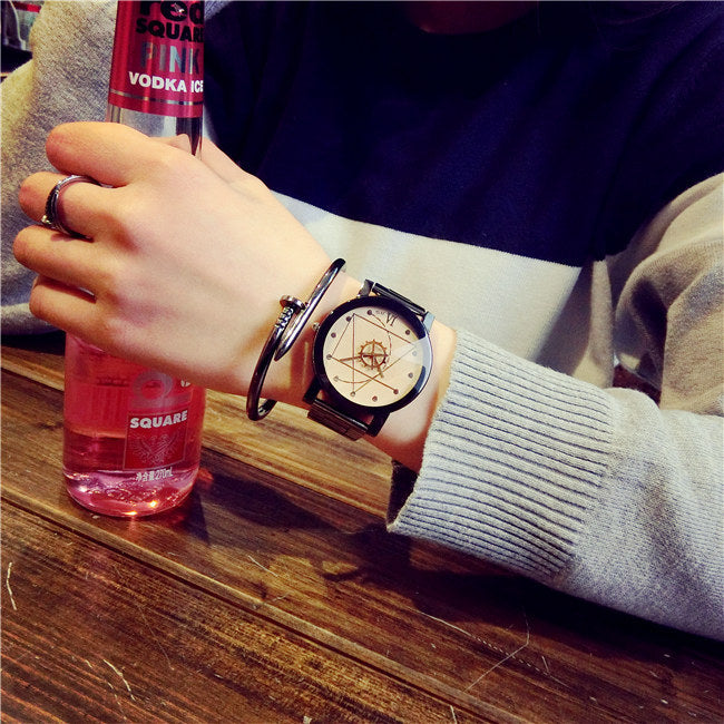 Turntable Gun Black Quartz Couple Watch - ShreeBliss