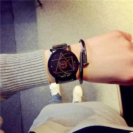 Turntable Gun Black Quartz Couple Watch - ShreeBliss