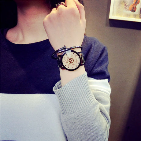 Turntable Gun Black Quartz Couple Watch - ShreeBliss