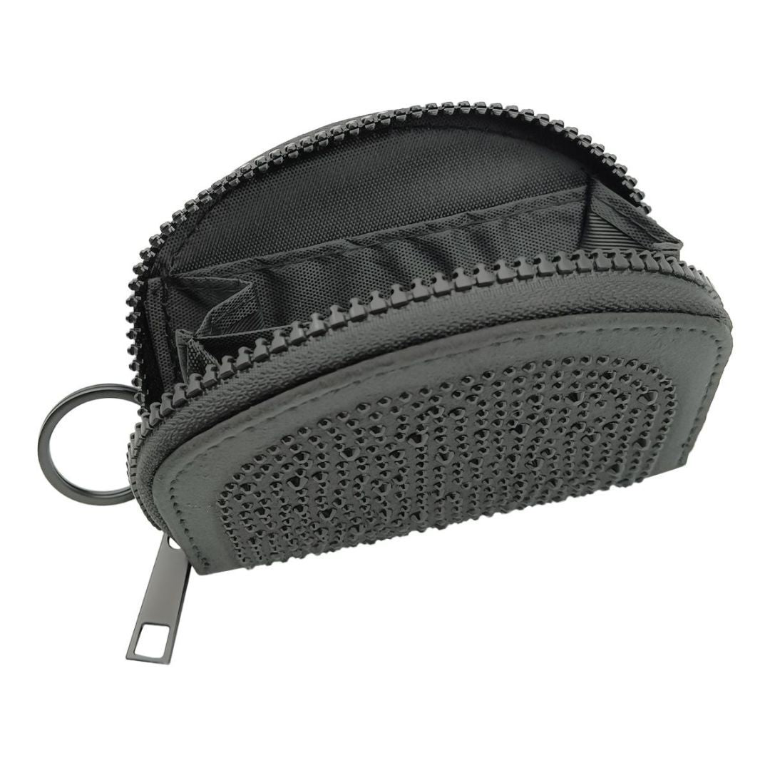 Hot Diamond Pouch Curved Black Wallet - ShreeBliss