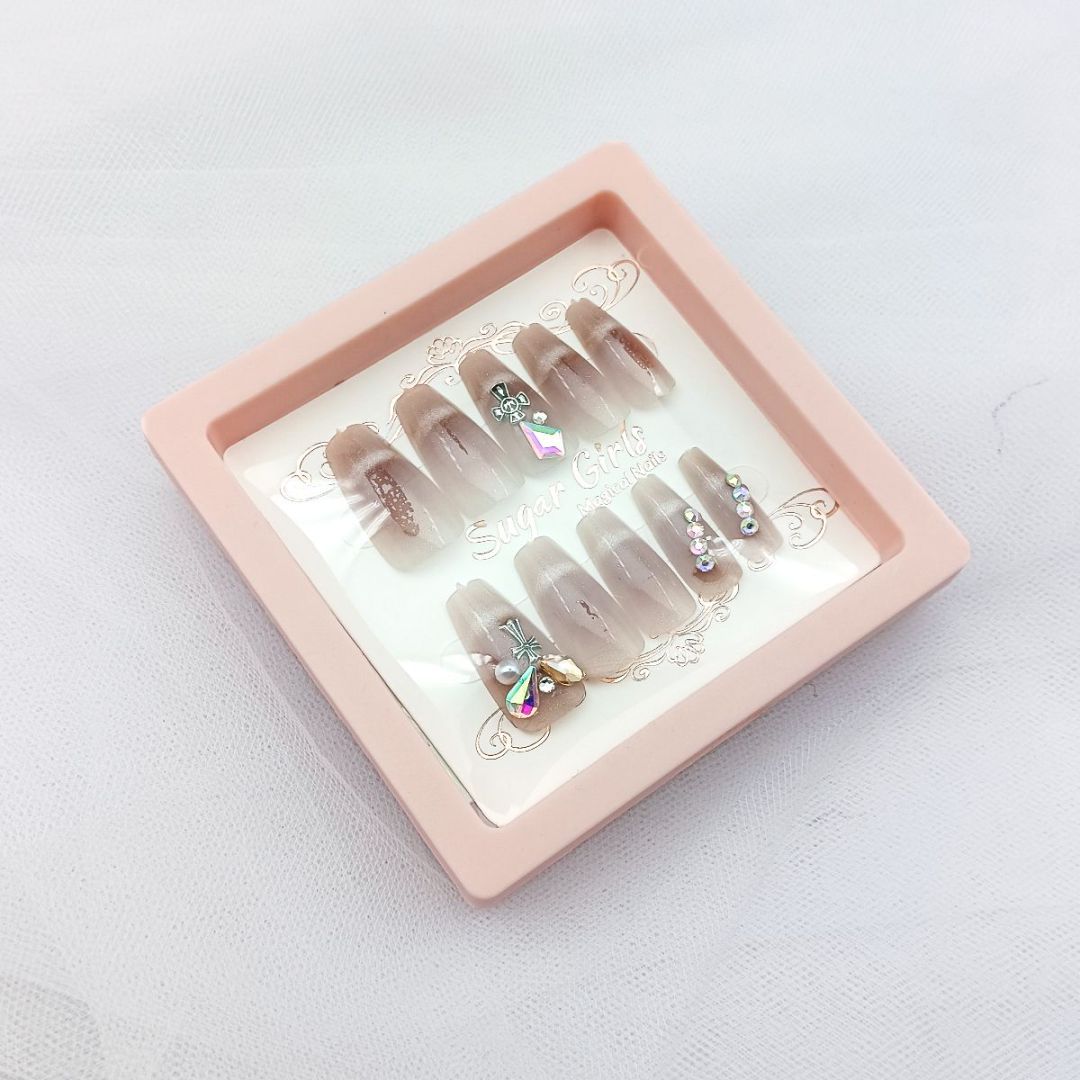 Light Dark Red Cross Armor Nail Art - ShreeBliss