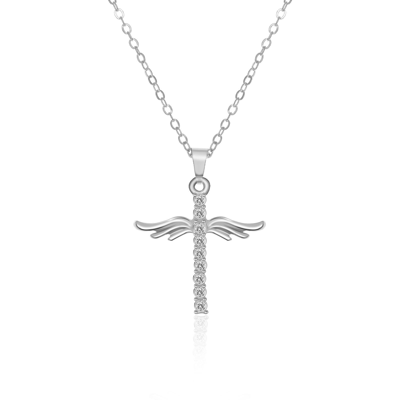Angel Wings Cross Pendant Necklace – ShreeBliss