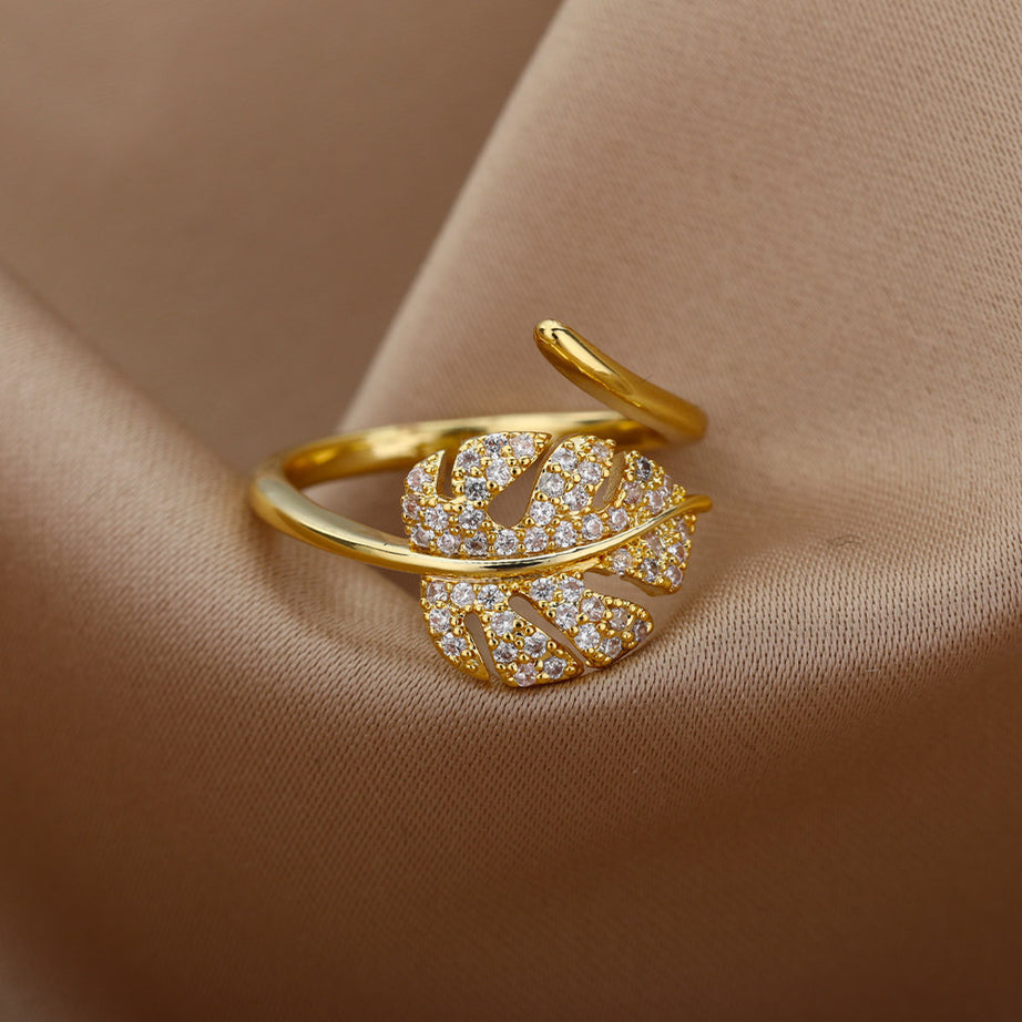 Retro Fashion Elegant Summer Leaf Ring – ShreeBliss