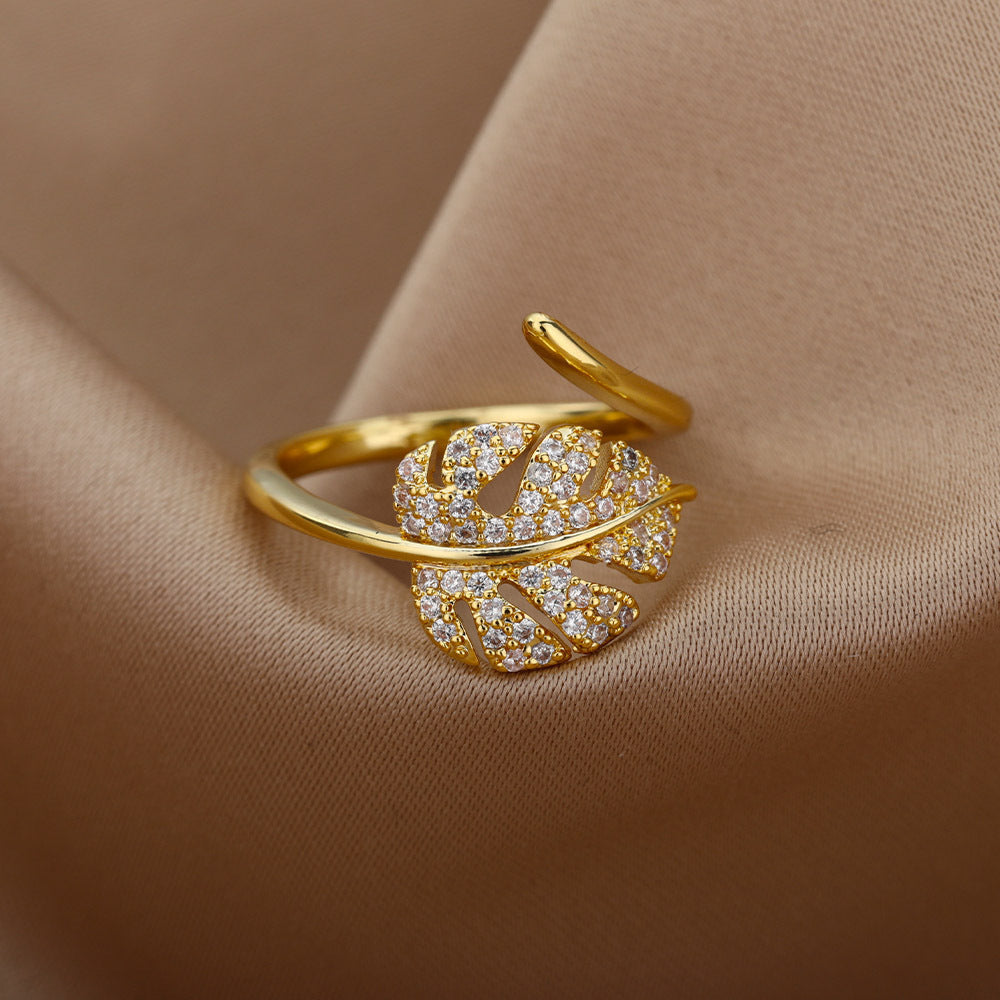 Retro Fashion Elegant Summer Leaf Ring – ShreeBliss