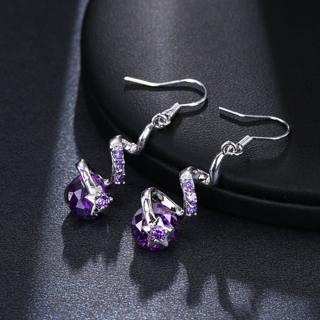 Purple Zircon Spiral Ear Hook Earrings – ShreeBliss