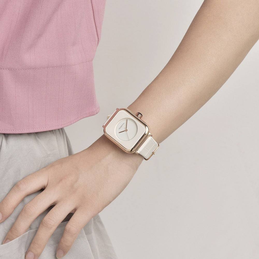 Simple White Ladies Alloy Watch - ShreeBliss