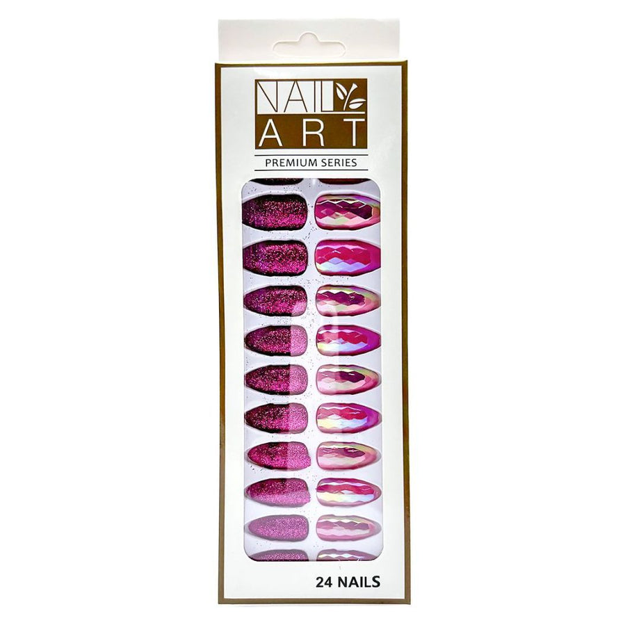 L-3 Sequins Gold Powder Nails (24 Pieces) - ShreeBliss