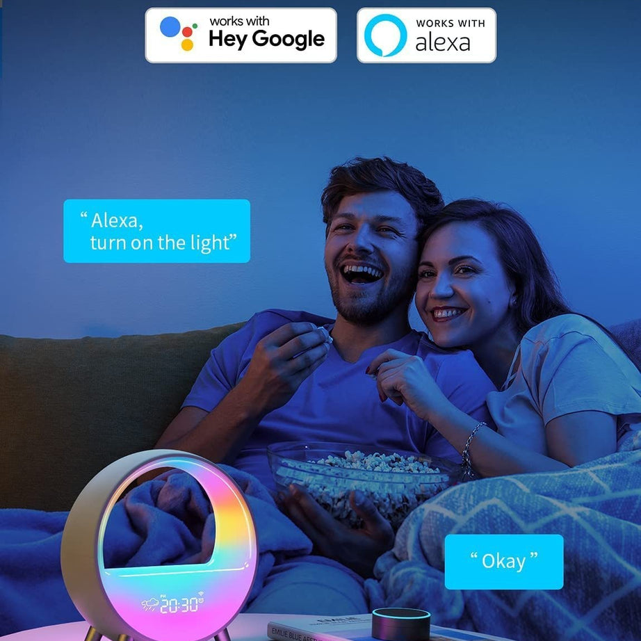 Atmosphere Lamp Bluetooth Speaker Smart Alarm Clock Night Light WiFi Wake Up Light Sunrise Sunset Lamp