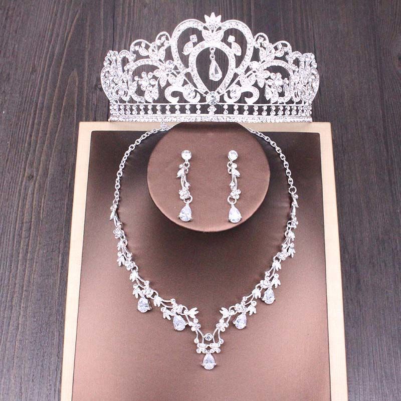 Bridal Rhinestone Crown Necklace Set – ShreeBliss