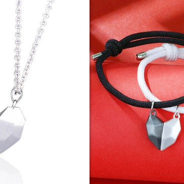 Minimalist Heart Pendant Couple Necklace - Magnetic Friendship Jewelry - ShreeBliss