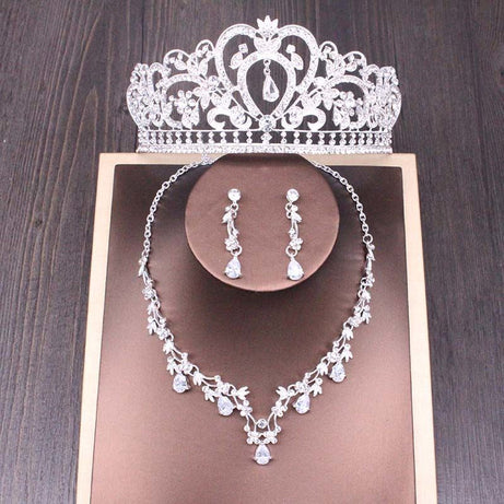 Bridal Rhinestone Crown Necklace Set – ShreeBliss