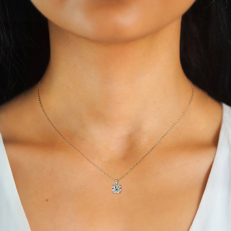 Classic Four-Claw Diamond Pendant Necklace – ShreeBliss