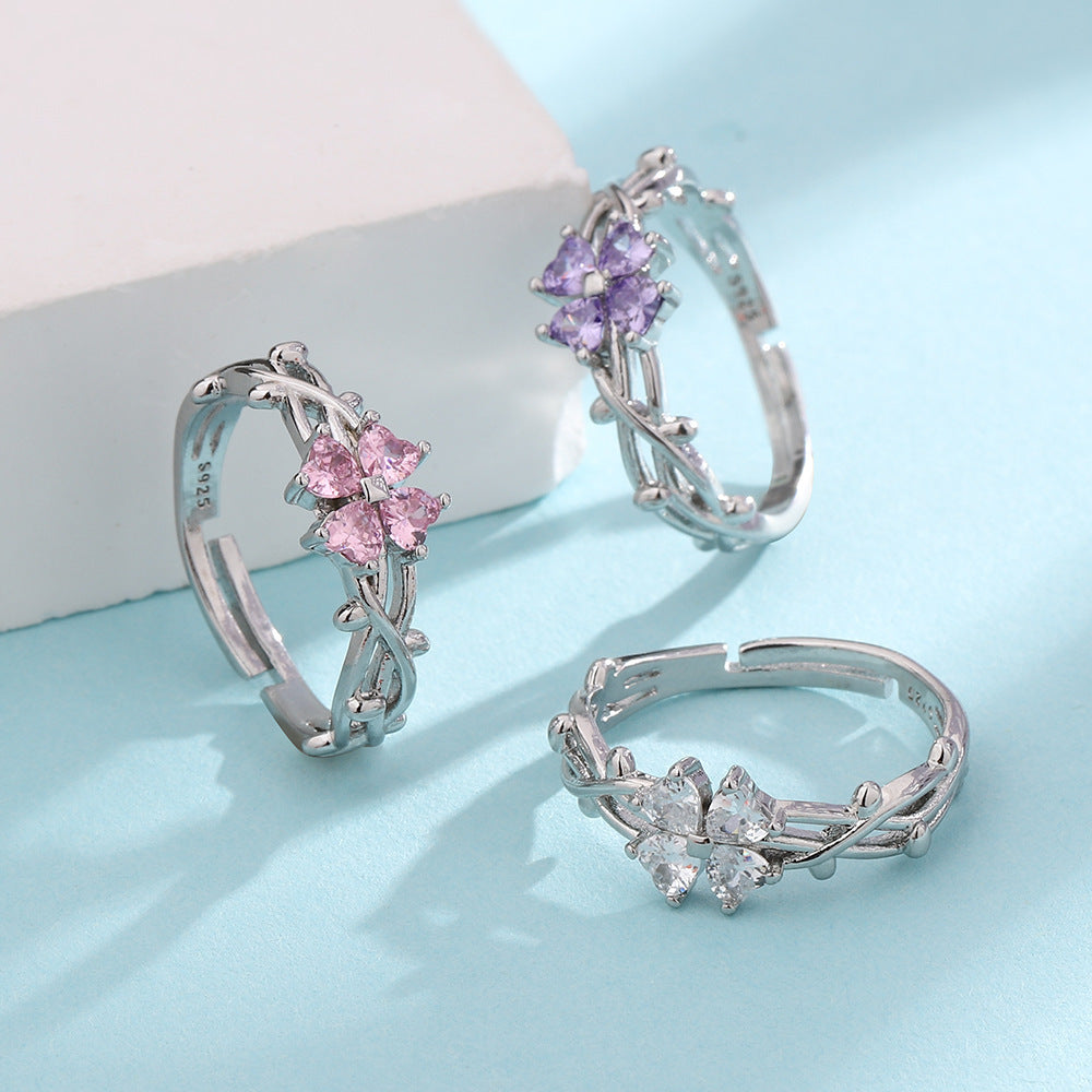 Lucky Four-Leaf Clover Ring Female Fashion – ShreeBliss