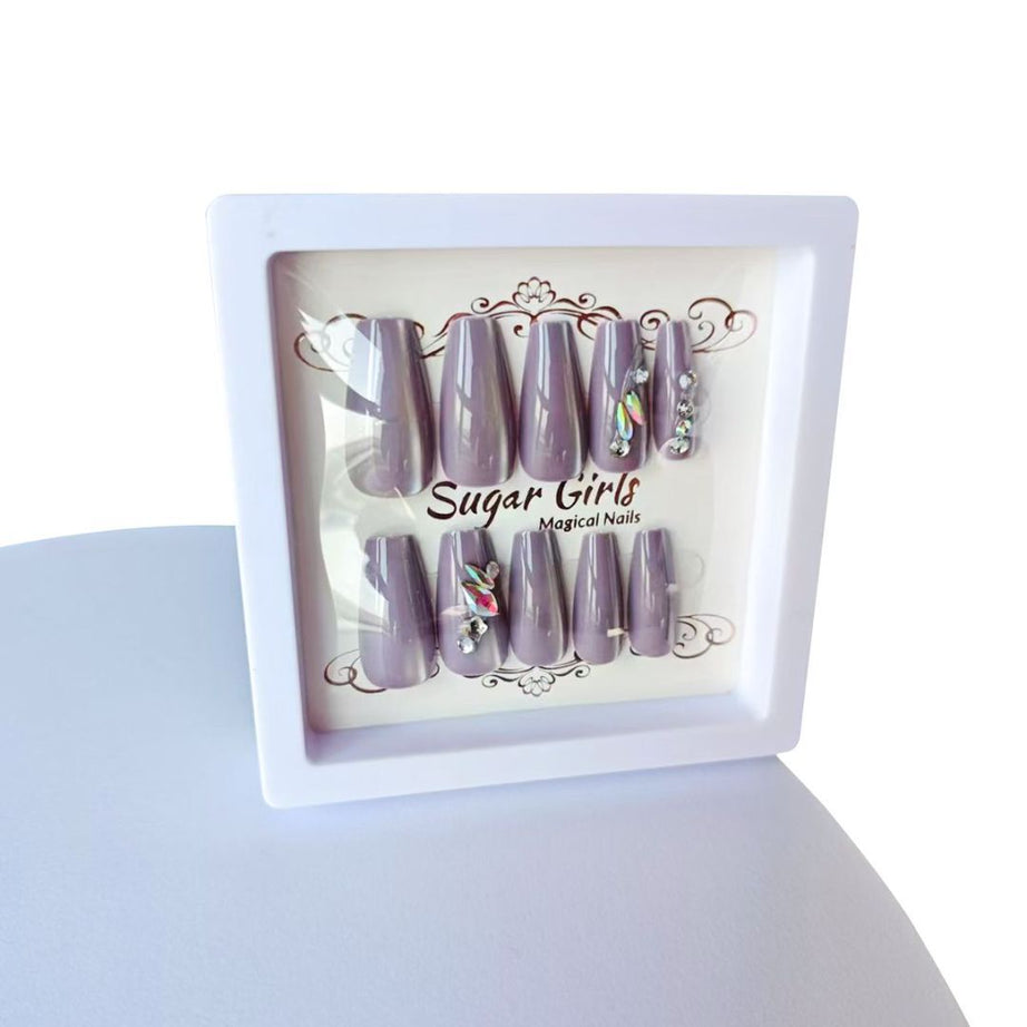 Brownish-Gray Diamond-set Nails - ShreeBliss