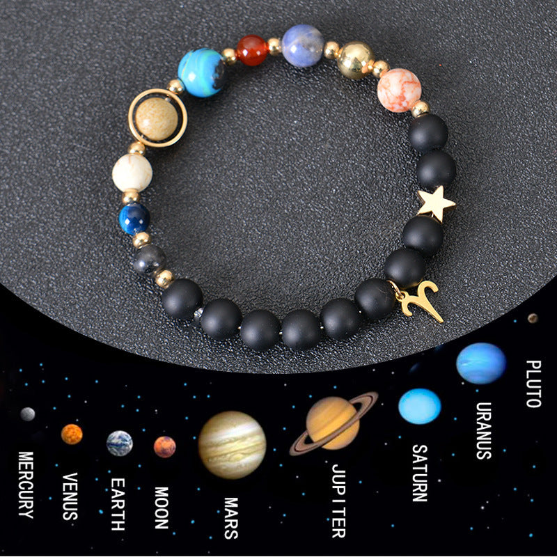 Eight Planets Twelve Constellations Frosted Stone Beaded Bracelet – ShreeBliss
