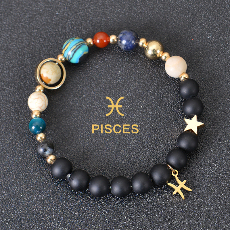 Eight Planets Twelve Constellations Frosted Stone Beaded Bracelet – ShreeBliss