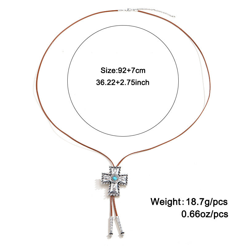 European Retro Turquoise Cross Necklace – ShreeBliss