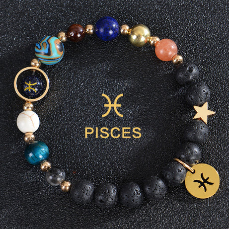Eight Planets Twelve Constellations Frosted Stone Beaded Bracelet – ShreeBliss