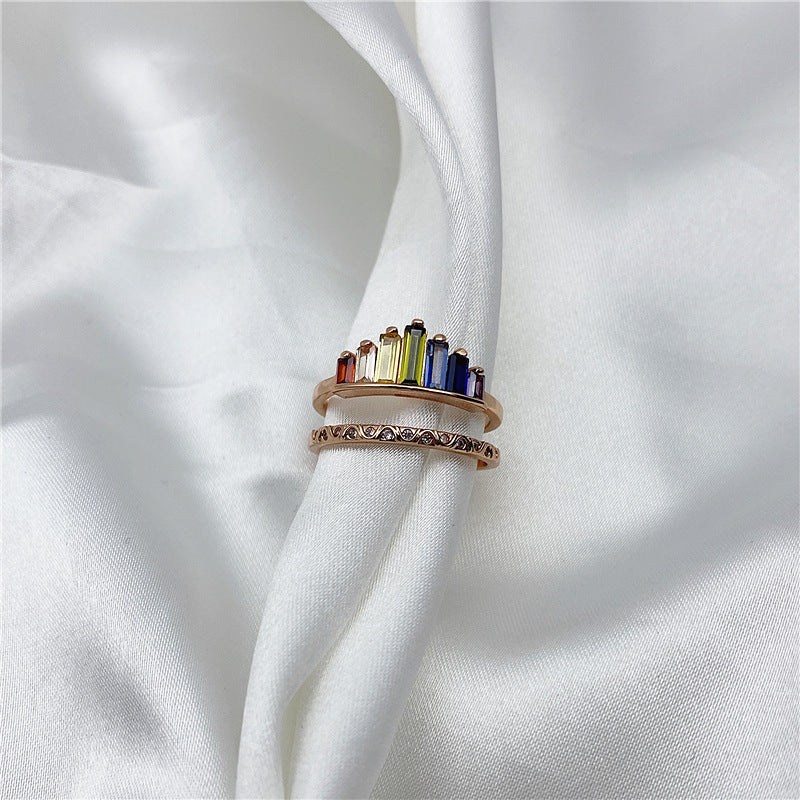 Fashion Rainbow Micro Diamond Ring – ShreeBliss