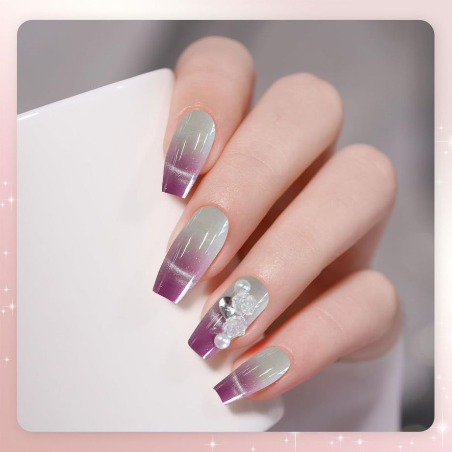 Dark Red Nails Inlaid with Small White Pieces - ShreeBliss