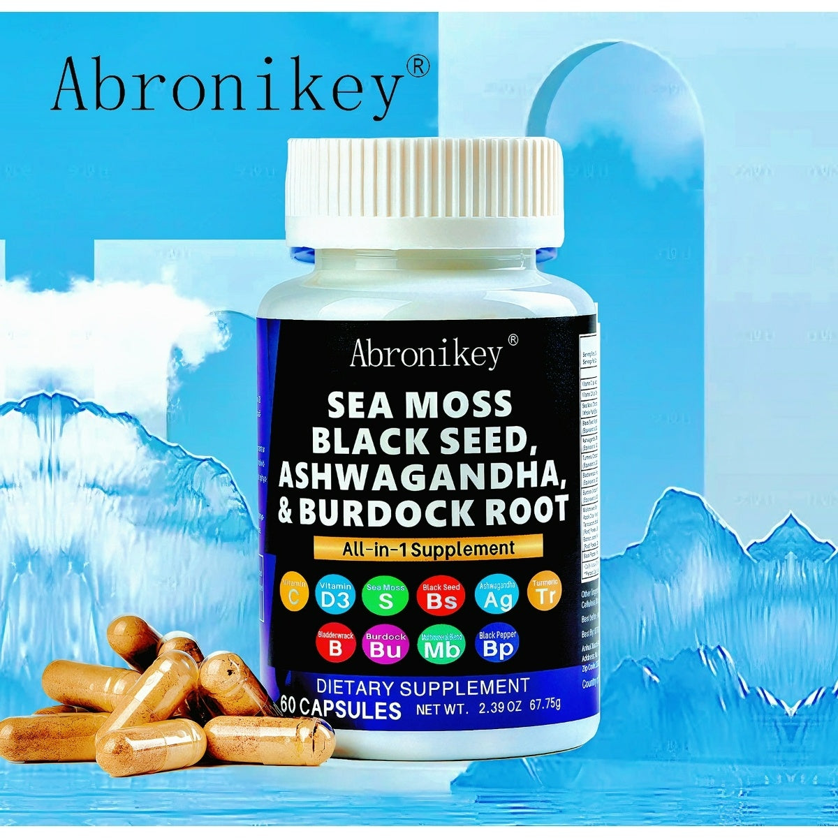 Abronikey Sea Moss 60 Capsules - Immune & Digestive Support, Rich in Vitamins & Minerals - ShreeBliss